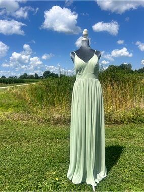 Azazie Sage Green Spaghetti Strap Maxi Dress